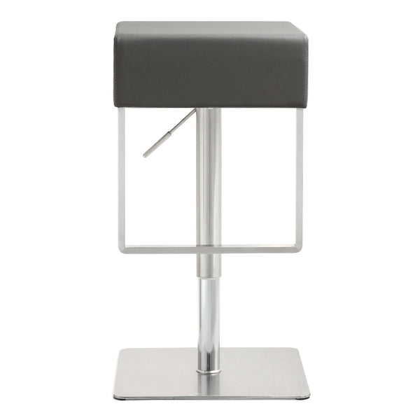 TOV Furniture Seville Vegan Leather Adjustable Stool – Modern Design, 360° Swivel, Perfect for Home or Bar Use Grey TOV-K3632