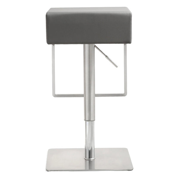 TOV Furniture Seville Vegan Leather Adjustable Stool – Modern Design, 360° Swivel, Perfect for Home or Bar Use Grey TOV-K3632