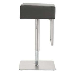 TOV Furniture Seville Vegan Leather Adjustable Stool – Modern Design, 360° Swivel, Perfect for Home or Bar Use Grey TOV-K3632