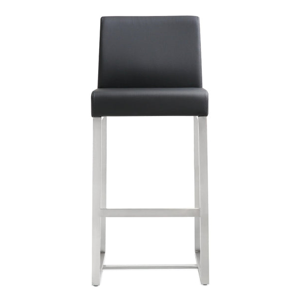 TOV Furniture Denmark Performance Vegan Leather Stools - Modern Design for Stylish Kitchens & Bars, Set of 2 Black / Counter Height TOV-K3633