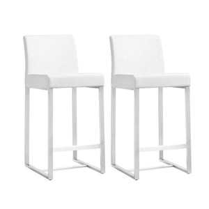 TOV Furniture Denmark Performance Vegan Leather Stools - Modern Design for Stylish Kitchens & Bars, Set of 2 White / Counter Height TOV-K3634