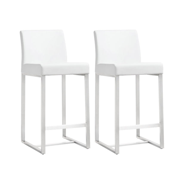 TOV Furniture Denmark Performance Vegan Leather Stools - Modern Design for Stylish Kitchens & Bars, Set of 2 White / Counter Height TOV-K3634