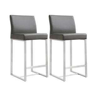 TOV Furniture Denmark Performance Vegan Leather Stools - Modern Design for Stylish Kitchens & Bars, Set of 2 Grey / Counter Height TOV-K3635