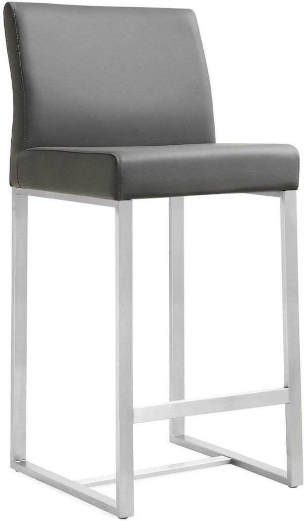 TOV Furniture Denmark Performance Vegan Leather Stools - Modern Design for Stylish Kitchens & Bars, Set of 2 Grey / Counter Height TOV-K3635