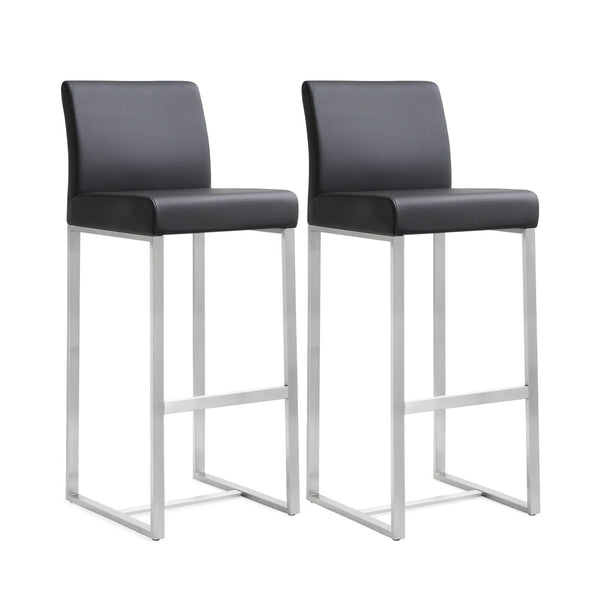 TOV Furniture Denmark Performance Vegan Leather Stools - Modern Design for Stylish Kitchens & Bars, Set of 2 Black / Bar Height TOV-K3636
