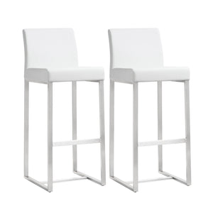 TOV Furniture Denmark Performance Vegan Leather Stools - Modern Design for Stylish Kitchens & Bars, Set of 2 White / Bar Height TOV-K3637
