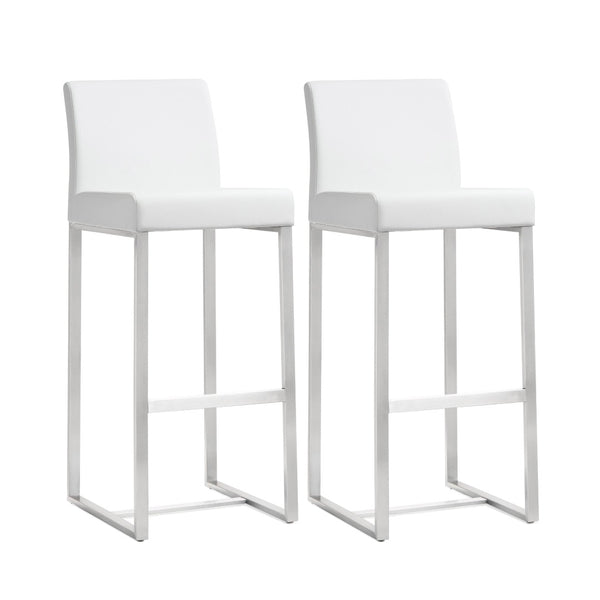 TOV Furniture Denmark Performance Vegan Leather Stools - Modern Design for Stylish Kitchens & Bars, Set of 2 White / Bar Height TOV-K3637