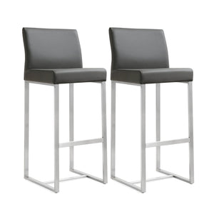 TOV Furniture Denmark Performance Vegan Leather Stools - Modern Design for Stylish Kitchens & Bars, Set of 2 Grey / Bar Height TOV-K3638