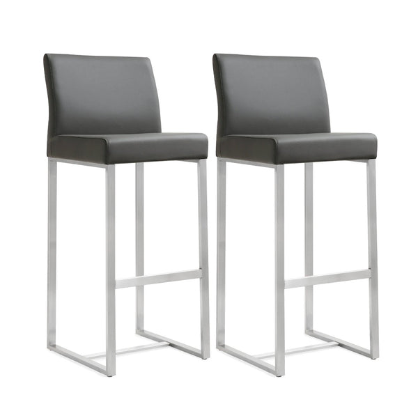 TOV Furniture Denmark Performance Vegan Leather Stools - Modern Design for Stylish Kitchens & Bars, Set of 2 Grey / Bar Height TOV-K3638