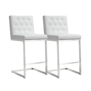 TOV Furniture Helsinki White Performance Vegan Leather Stool Set of 2 - Modern, Durable Comfort for Any Space Counter Height TOV-K3640
