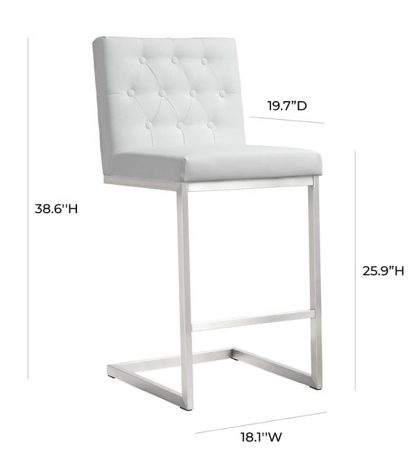 TOV Furniture Helsinki White Performance Vegan Leather Stool Set of 2 - Modern, Durable Comfort for Any Space Counter Height TOV-K3640