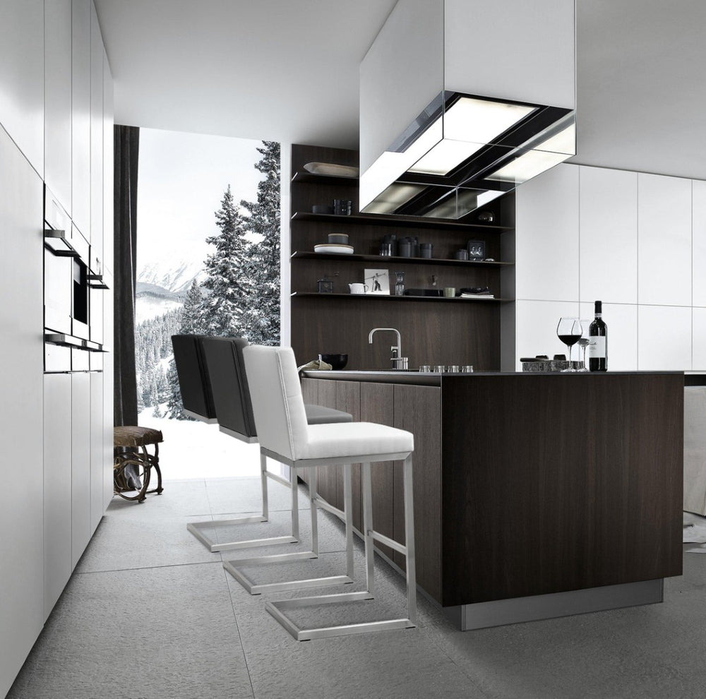 TOV Furniture Helsinki White Performance Vegan Leather Stool Set of 2 - Modern, Durable Comfort for Any Space Bar Height TOV-K3643