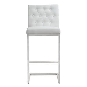 TOV Furniture Helsinki White Performance Vegan Leather Stool Set of 2 - Modern, Durable Comfort for Any Space Bar Height TOV-K3643