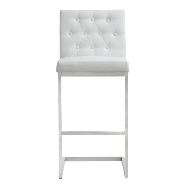TOV Furniture Helsinki White Performance Vegan Leather Stool Set of 2 - Modern, Durable Comfort for Any Space Bar Height TOV-K3643