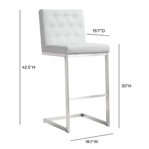 TOV Furniture Helsinki White Performance Vegan Leather Stool Set of 2 - Modern, Durable Comfort for Any Space Bar Height TOV-K3643