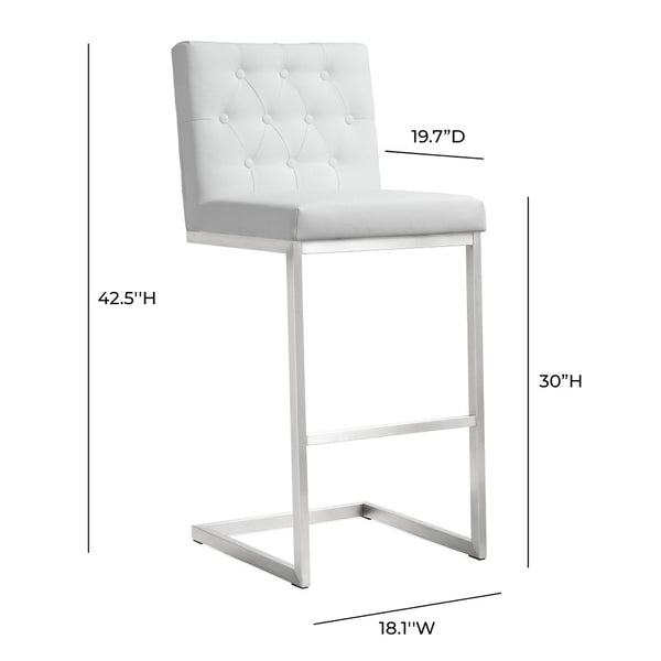 TOV Furniture Helsinki White Performance Vegan Leather Stool Set of 2 - Modern, Durable Comfort for Any Space Bar Height TOV-K3643