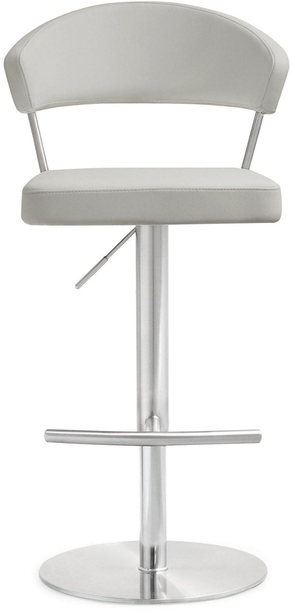 TOV Furniture Cosmo Adjustable Stool - Stylish Vegan Leather with Stainless Steel Frame for Modern Spaces Light Grey TOV-K3645