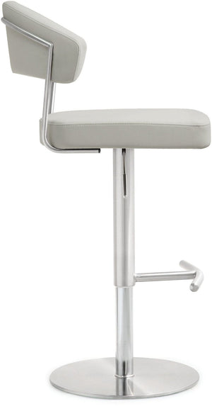 TOV Furniture Cosmo Adjustable Stool - Stylish Vegan Leather with Stainless Steel Frame for Modern Spaces Light Grey TOV-K3645
