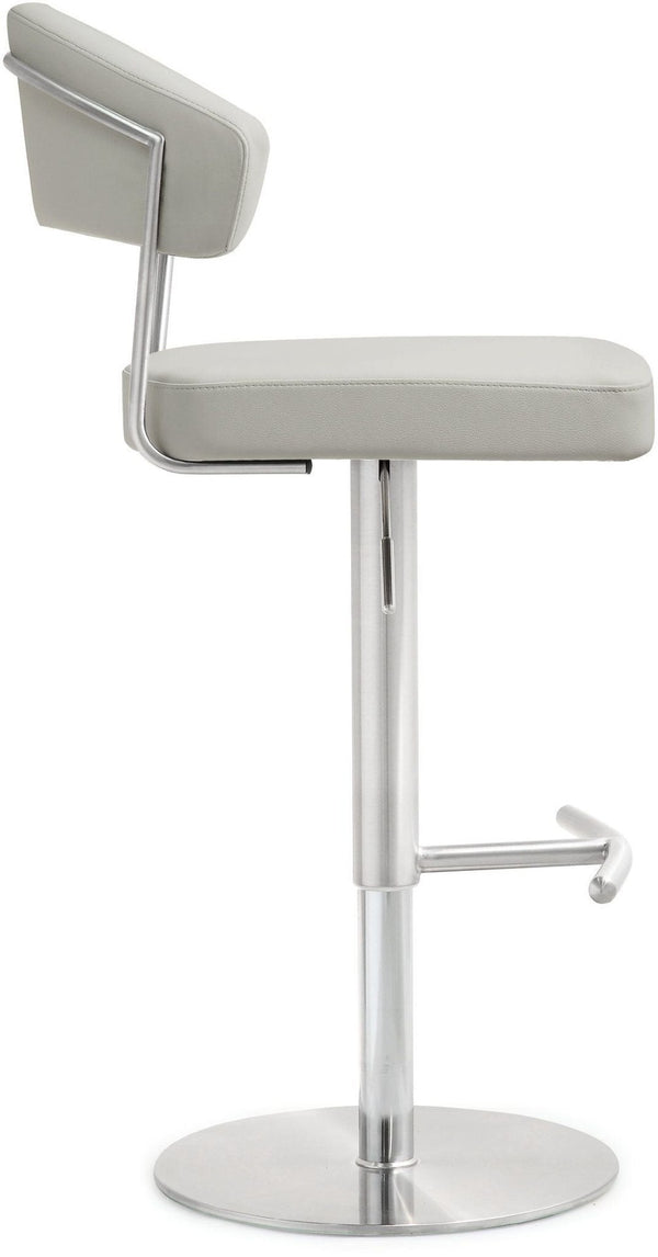 TOV Furniture Cosmo Adjustable Stool - Stylish Vegan Leather with Stainless Steel Frame for Modern Spaces Light Grey TOV-K3645