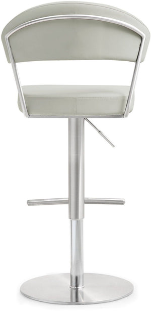 TOV Furniture Cosmo Adjustable Stool - Stylish Vegan Leather with Stainless Steel Frame for Modern Spaces Light Grey TOV-K3645