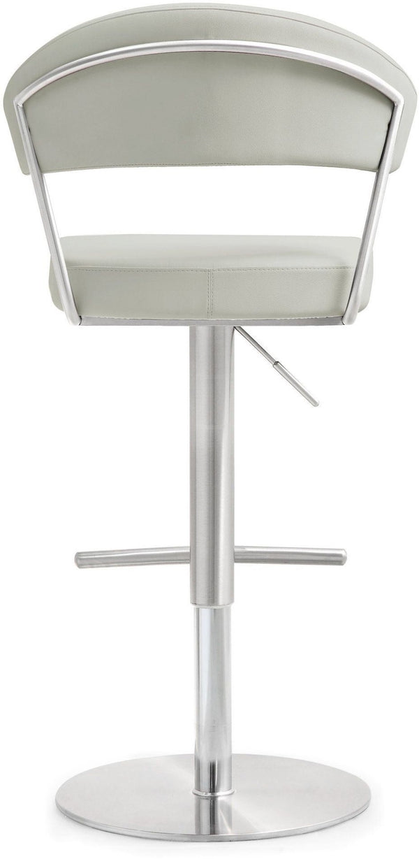 TOV Furniture Cosmo Adjustable Stool - Stylish Vegan Leather with Stainless Steel Frame for Modern Spaces Light Grey TOV-K3645