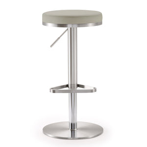 TOV Furniture Fano Performance Vegan Leather Adjustable Barstool with 360° Swivel and Stainless Steel Frame Light Grey TOV-K3653