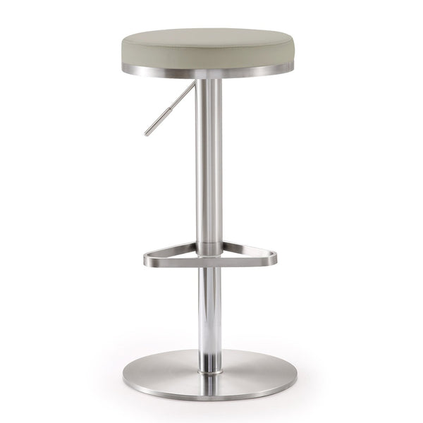 TOV Furniture Fano Performance Vegan Leather Adjustable Barstool with 360° Swivel and Stainless Steel Frame Light Grey TOV-K3653