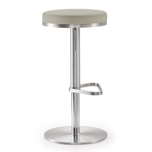 TOV Furniture Fano Performance Vegan Leather Adjustable Barstool with 360° Swivel and Stainless Steel Frame Light Grey TOV-K3653