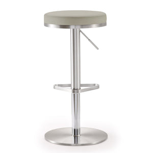 TOV Furniture Fano Performance Vegan Leather Adjustable Barstool with 360° Swivel and Stainless Steel Frame Light Grey TOV-K3653