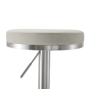 TOV Furniture Fano Performance Vegan Leather Adjustable Barstool with 360° Swivel and Stainless Steel Frame Light Grey TOV-K3653