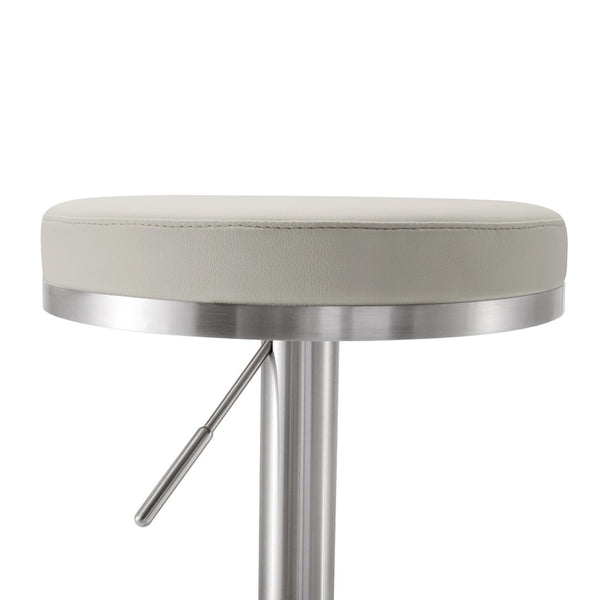 TOV Furniture Fano Performance Vegan Leather Adjustable Barstool with 360° Swivel and Stainless Steel Frame Light Grey TOV-K3653