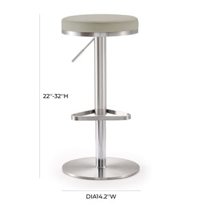 TOV Furniture Fano Performance Vegan Leather Adjustable Barstool with 360° Swivel and Stainless Steel Frame Light Grey TOV-K3653