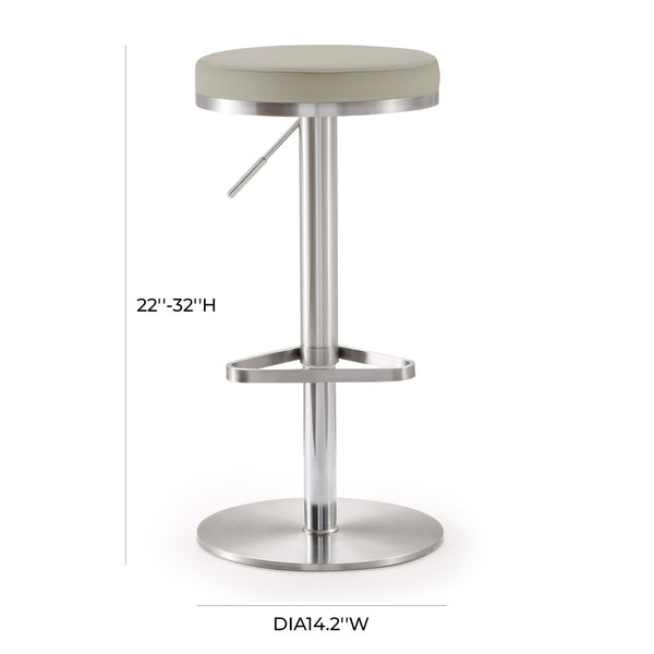 TOV Furniture Fano Performance Vegan Leather Adjustable Barstool with 360° Swivel and Stainless Steel Frame Light Grey TOV-K3653