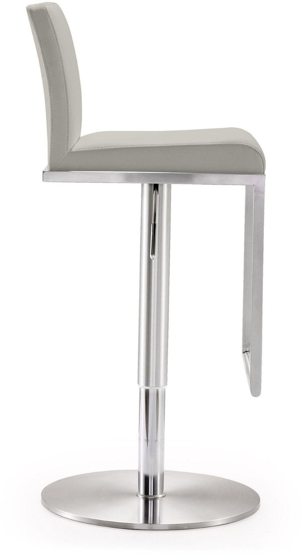 TOV Furniture Amalfi Performance Vegan Leather Adjustable Stool - Stylish Swivel Seating for Modern Spaces Light Grey TOV-K3654