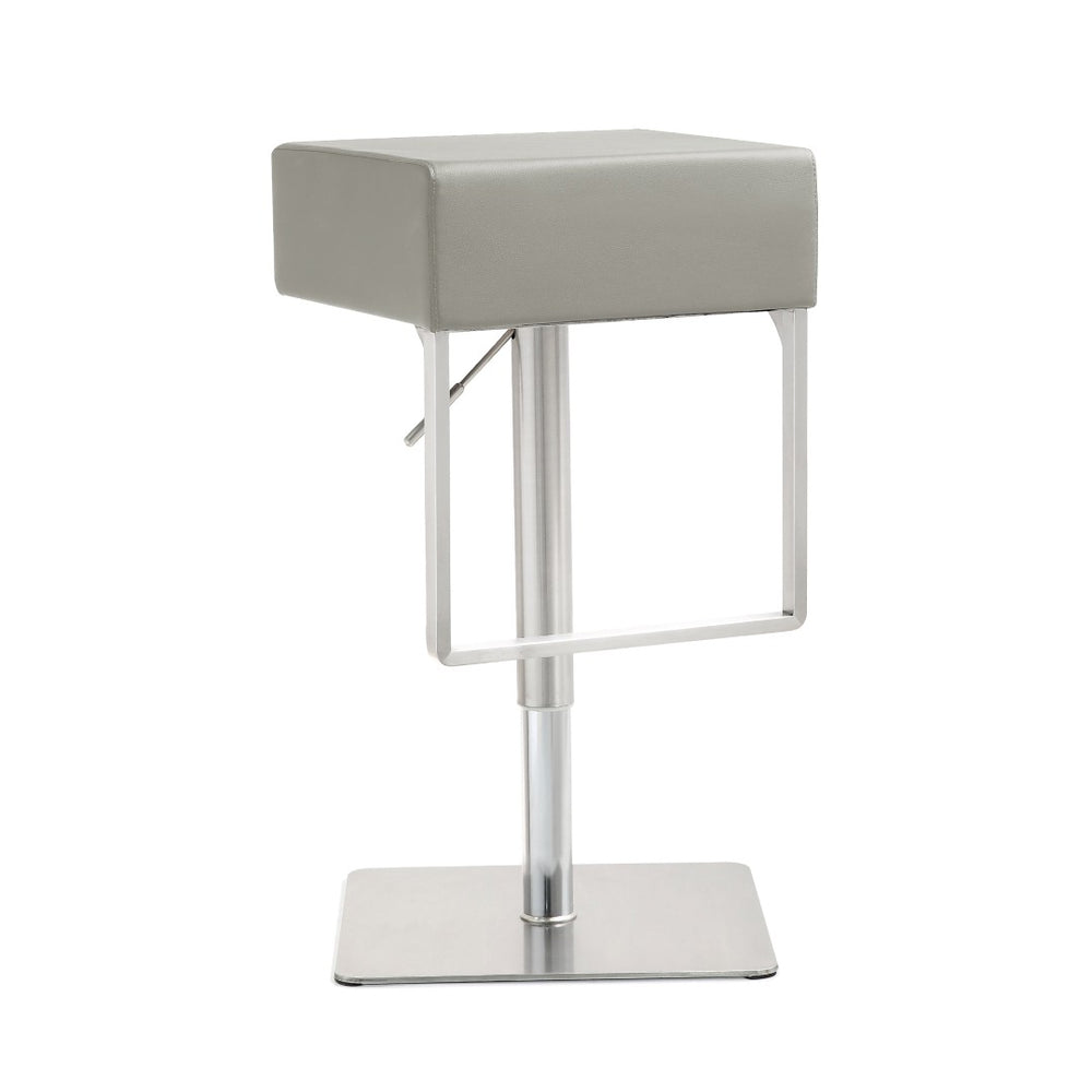 TOV Furniture Seville Vegan Leather Adjustable Stool – Modern Design, 360° Swivel, Perfect for Home or Bar Use Light Grey TOV-K3659