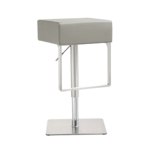 TOV Furniture Seville Vegan Leather Adjustable Stool – Modern Design, 360° Swivel, Perfect for Home or Bar Use Light Grey TOV-K3659