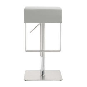 TOV Furniture Seville Vegan Leather Adjustable Stool – Modern Design, 360° Swivel, Perfect for Home or Bar Use Light Grey TOV-K3659