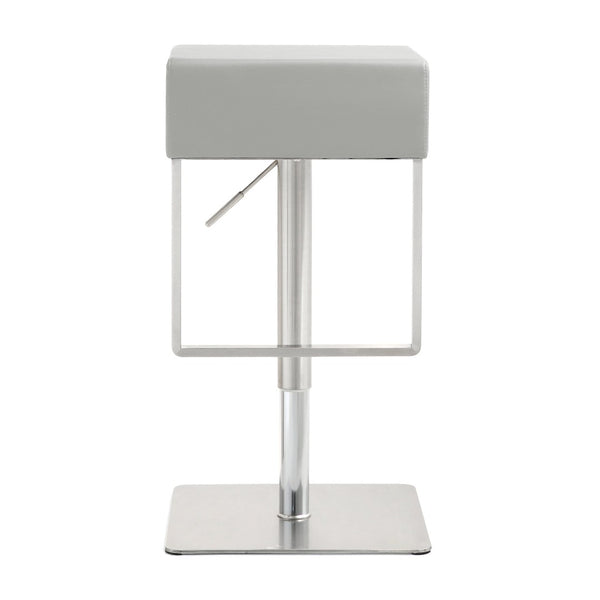 TOV Furniture Seville Vegan Leather Adjustable Stool – Modern Design, 360° Swivel, Perfect for Home or Bar Use Light Grey TOV-K3659