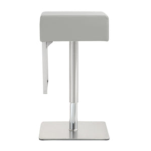 TOV Furniture Seville Vegan Leather Adjustable Stool – Modern Design, 360° Swivel, Perfect for Home or Bar Use Light Grey TOV-K3659