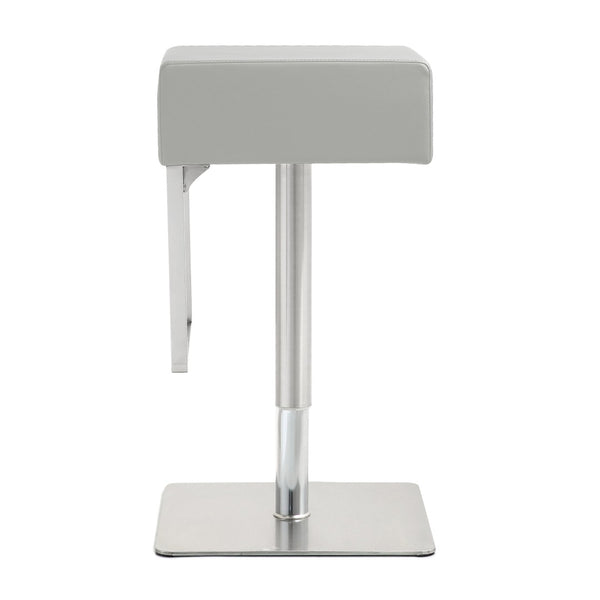 TOV Furniture Seville Vegan Leather Adjustable Stool – Modern Design, 360° Swivel, Perfect for Home or Bar Use Light Grey TOV-K3659