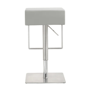 TOV Furniture Seville Vegan Leather Adjustable Stool – Modern Design, 360° Swivel, Perfect for Home or Bar Use Light Grey TOV-K3659