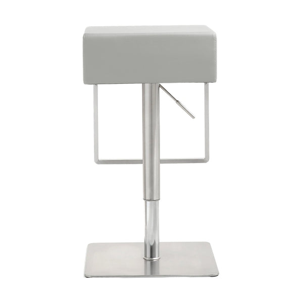 TOV Furniture Seville Vegan Leather Adjustable Stool – Modern Design, 360° Swivel, Perfect for Home or Bar Use Light Grey TOV-K3659
