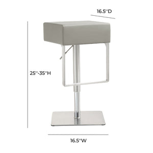 TOV Furniture Seville Vegan Leather Adjustable Stool – Modern Design, 360° Swivel, Perfect for Home or Bar Use Light Grey TOV-K3659