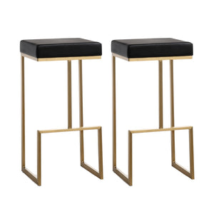 TOV Furniture Ferrara Modern Vegan Leather Barstool Set of 2 - Gold Steel Frame, Liquid-Repellent Upholstery TOV-K3663