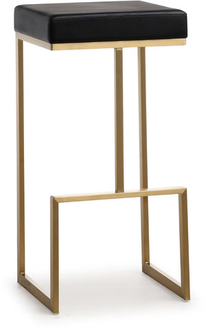 TOV Furniture Ferrara Modern Vegan Leather Barstool Set of 2 - Gold Steel Frame, Liquid-Repellent Upholstery TOV-K3663