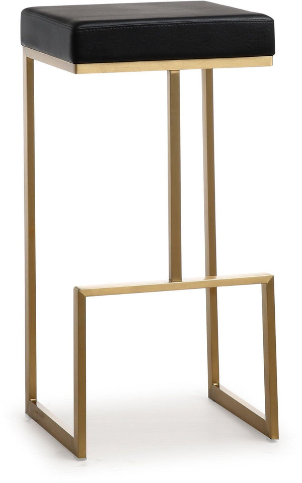 TOV Furniture Ferrara Modern Vegan Leather Barstool Set of 2 - Gold Steel Frame, Liquid-Repellent Upholstery TOV-K3663