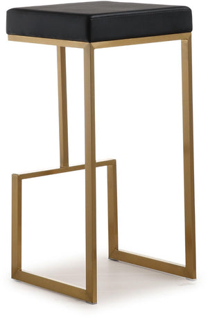 TOV Furniture Ferrara Modern Vegan Leather Barstool Set of 2 - Gold Steel Frame, Liquid-Repellent Upholstery TOV-K3663