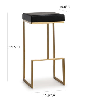 TOV Furniture Ferrara Modern Vegan Leather Barstool Set of 2 - Gold Steel Frame, Liquid-Repellent Upholstery TOV-K3663