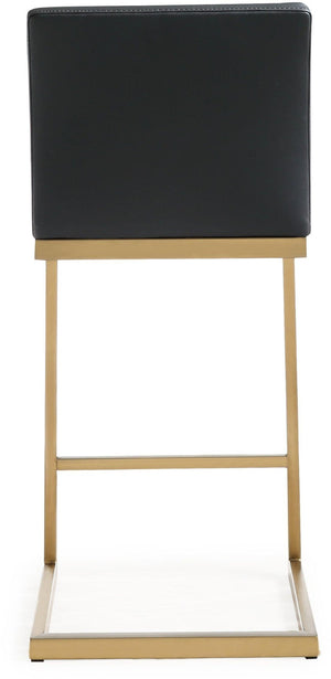 TOV Furniture Parma Contemporary Vegan Leather Counter Stools - Set of 2 with Gold Stainless Steel Frame Black TOV-K3665