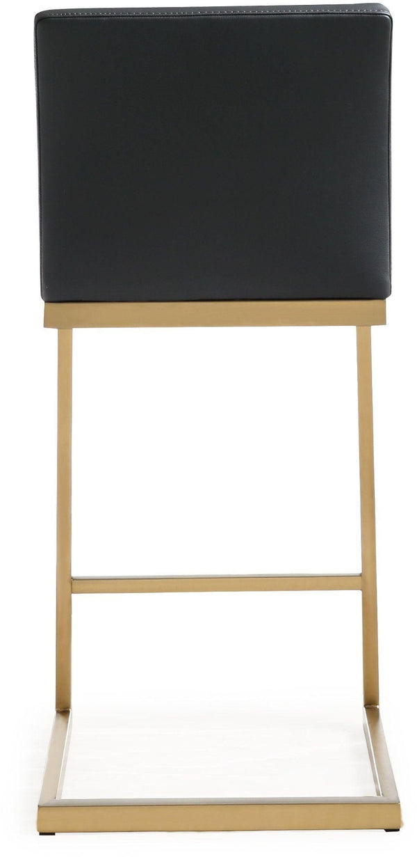 TOV Furniture Parma Contemporary Vegan Leather Counter Stools - Set of 2 with Gold Stainless Steel Frame Black TOV-K3665